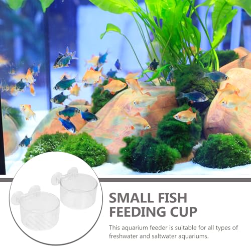 STOBAZA 2pcs Fish Tank Feeding Plates with Red Worm Plant Cups, Plastic Aquarium Feeder Dish for Fish and Shrimp, Wall-Mounted Floating Food Holder for Aquarium Feeding Supplies