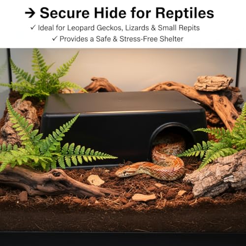 Reptile Hide Box Cave, XL 2 Pcs Snake Hide Feel Secure and Safe | Plastic Hideout for Leopard Gecko, Ball Python, Corn Snake, Lizard, Hamster & Hedgehog, Terrarium Shelter Habitat Accessories - size: XL 2 Pcs