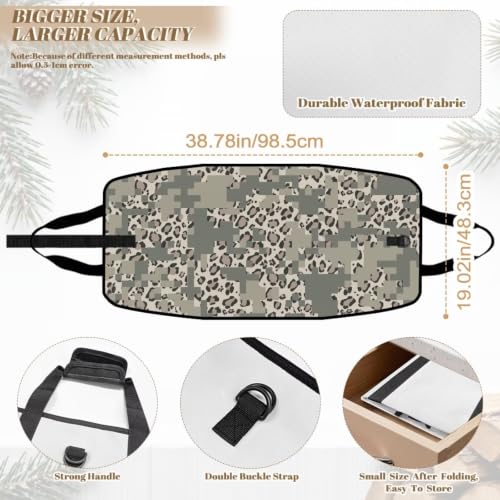 Leopard Camo Print Firewood Carrier Bag for Fireplace Camping | Soft Padded Handles, Large Capacity, Lightweight Foldable Design, for RV Trips and Backyard Fire Parties - color: Gray Block Leopard Camo Splice Print