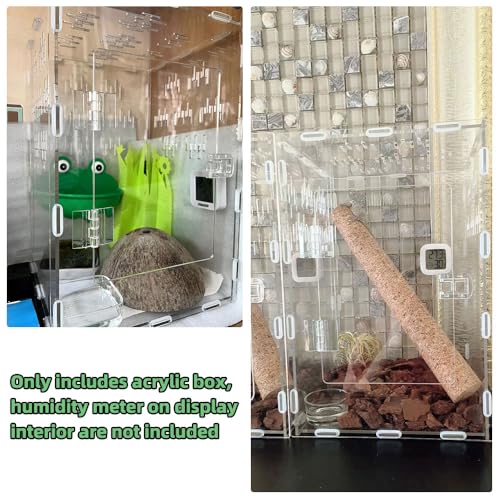 Jumping Spider Enclosure, 12x8x6 inch Large Acrylic Terrarium Reptile Enclosure Tank with Front Opening Door for Jumping Spider Tarantula Isopod Invertebrates Gecko Snake
