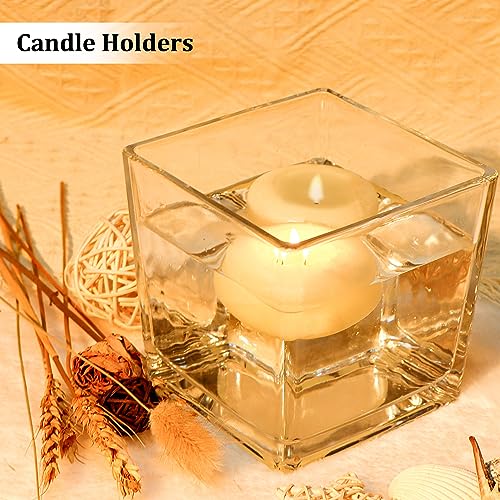 6 Pack Square Glass Vases 5" x5" x 5", Clear Flower Vases | Candle Holder for Centerpieces, Wedding Party Home Decor - size: 5inch