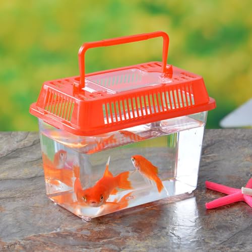 FRCOLOR Portable Fish Tank Handheld Aquarium 7.08X8.66X4.33In Transparent Turtle Box Compact Plastic Reptile Habitat for Fish Turtle Hamster Home Travel - size: 18x11cmx2pcs
