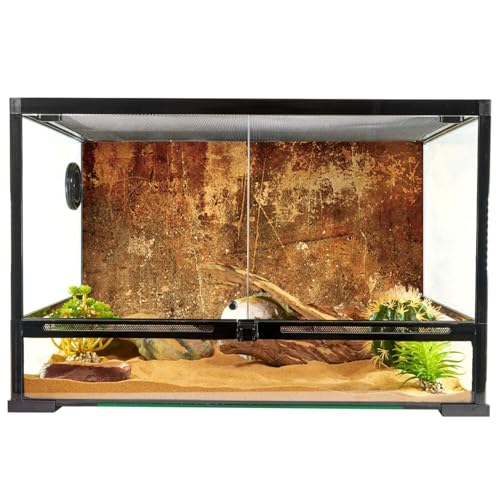 YongFoto Reptile Terrarium Background 24x12 inch Reptile Tank Background Vintage Grunge Cement Brick Wall Reptile Habitat Background Bearded Dragon Fish Tank Aquarium Background Backdrop - color: Brown, size: 24x12in/60x30cm