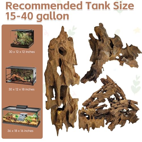 PINVNBY 6 Pcs Driftwood for Aquarium Decor 8" - 11" Natural Large Drift Wood for Fishtank Reptile Tank Aquarium Driftwood Branches Shrimp Wood Terrarium Decoration Assorted - size: 8" - 11"