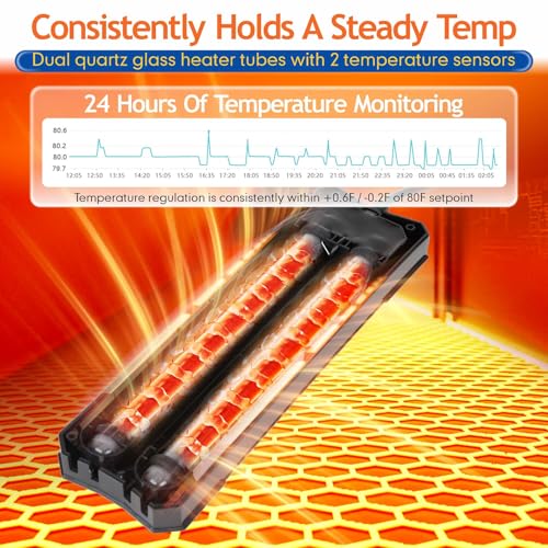 hygger 800W Aquarium Heater with Controller, Adjustable & Submersible Fish Tank Heater with Digital Display Safety Triple Protection Beeping Alarm for Saltwater and Freshwater 80-220 Gallon - size: 800W for 80-220 Gallon