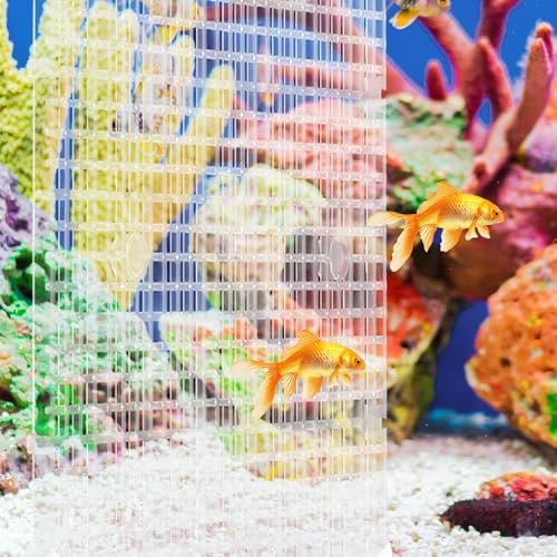 4pcs Aquarium Divider Fish Tank Grid Bottom Isolation Panels with Suction Cups, Plastic Separator for Betta Fish Breeding and Reptile Tanks