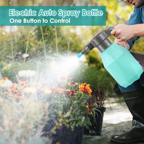 SideKing 0.5 Gallon Electric Spray Bottle Plant Mister for Indoor/Outdoor Plants, 2L Automatic Watering Can Rechargeable Battery Powered Sprayer with Adjustable Spout for Garden, Fertilizing, Cleaning - color: 0.5Gal Blue
