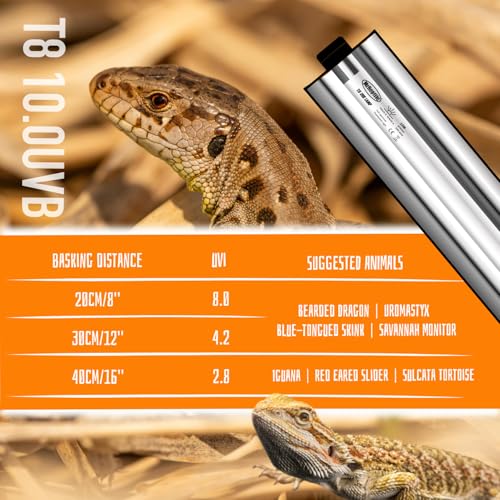 MRREPTILE T8 UVB Reptile Light, 15W 10.0 UVB Lamp for Desert Reptiles, Bearded Dragon UVB Light Bar, UVB Reptile Liner Light Fixture and Tube Bulb