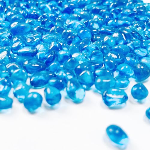 0.88LB Blue Fish Tank Gravel Aquarium Glass Stones Sea Glass Pebbles Aquarium Gravel Rocks Fish Tank Rocks, Beads Pebbles Rock Sand Glass Gems Stones for Vase Filler Fish Turtle Tank Decoration - color: Blue