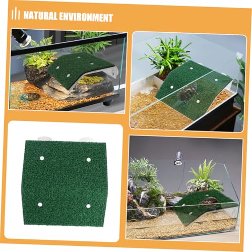 HANABASS 2pcs Plastic Turtle Basking Platform Cup Realistic Grass Terrarium Accessory for Reptiles Aquatic Pets and Turtles and Easy to Clean