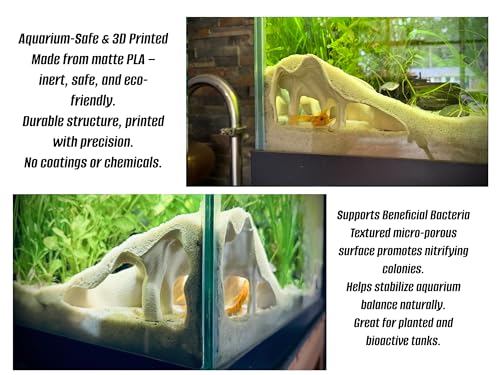 Aquarium & Terrarium Corner Underground Cave – Faux Mangrove Root Hideout for Betta, Corydoras, Shrimp, Geckos & Snakes – Natural-Look Tank Decor in Textured Root Style (Desert Tan, 7.5''x7.5''x4'') - color: Desert Tan