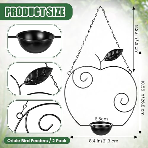 Hushee 2 Pcs Oriole Feeder for Outdoors Grape Jelly and Oranges Fruit Metal Bird Feeder Outdoor Garden Hanging Drinking Container Hummingbird Jelly for Outdoor Hanging Garden Patio(Apple Shaped) - style: Apple Shaped