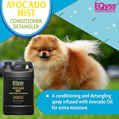 EQyss Avocado Mist Pet Spray Conditioner - Shines, Conditions, and Reduces Shedding, Weightless Leave in Spray - for Dogs, Cats, Puppies - Oil and Silicone Free, pH Balanced, USA Made (128 oz) - size: 128-Ounce