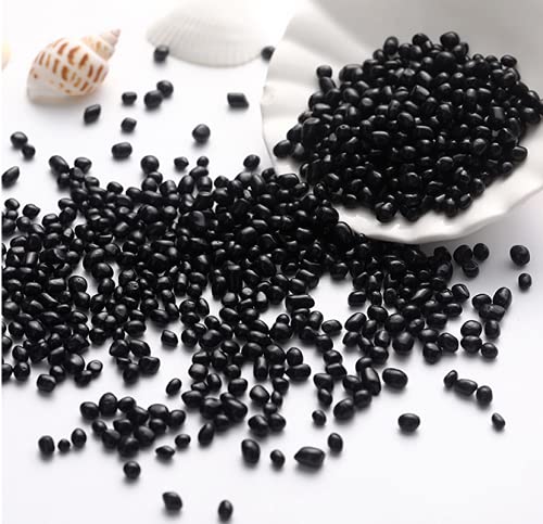 Decorative Stones,Glass Stones,1 Lb About 460 G Irregular Sea Glass Pebbles Artificial Glaze Crystal Stones Rocks for Vase Filler,Table Scatter,Aquarium Decoration,Air Plants Decoration (Black) - color: Black