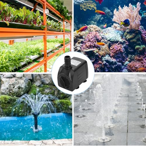 alizzy 400 GPH Fountain Pump, Durable Submersible Water Pump | Overheat Protection, 1500 L/H, 25 W, Adjustable Flow, 6.5 ft Lift Height, 6 ft Power Cord, 3 Nozzles, with Tubing