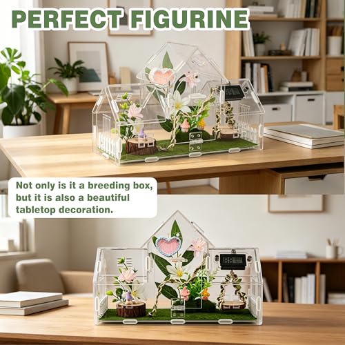 Jumping Spider Enclosure Acrylic Terrarium 30cm | 11.8x4.5x8 inch, Magnetic Dual-Door Design, Ventilated 1mm Holes, No-Tool Assembly, 360° View, Perfect for Spider & Mantis
