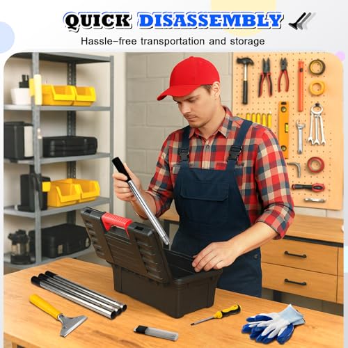 DIYSELF Scraper Tool 5.4 ft (65 in), Adjustable Floor Scraper | Heavy-duty paint scraper with 4-Inch Razor Blade, long-handle razor scraper for cleaning windows, glass, shower, gum, tile