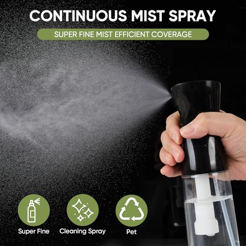 Continuous Spray Bottles, Ultra Fine Mist Sprayer, Spray Bottle For Hairstyling, Cleaning, Plants, Pets, Barbers, Salons (Black) - color: Black