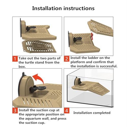 Turtle Resting Basking Platform, Removable Turtle Basking Platform Ramp, Tortoise Climbing Ladder Resting Terrace for Reptiles Amphibian Habitat Hideouts Aquarium Floating Dock (Brown, S) - color: Brown, size: S