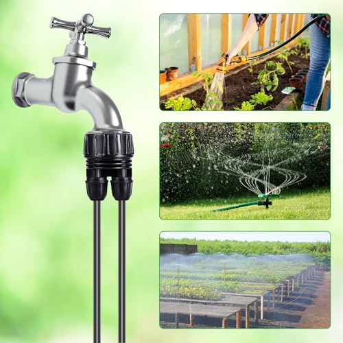3/4'' to1/4'' Drip Irrigation Hose Adapter,Drip Tubing to Faucet | 2 Way 3/4" Faucet Adapter to 1/4" Irrigation tubing, 3/4"Garden Faucet to 1/4 Irrigation Tubing for Garden Irrigation System - size: 2 Way Hose 3/4" to 1/2"