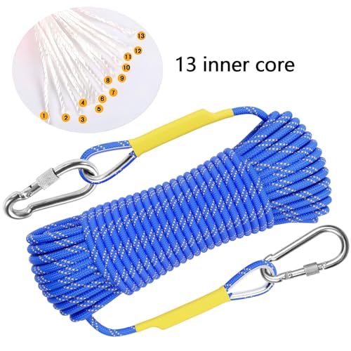 X XBEN Outdoor Climbing Rope 10M(32ft) 20M(64ft) 30M(96ft) 50M(160ft) 70M(230ft) 152M(500FT) 352M(1000FT) Static Rock Climbing Rope for Escape Rope Ice Climbing Equipment Fire Rescue Parachute - color: Blue, size: 1/3 Inch x 64 Feet