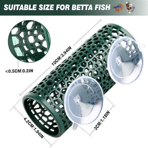 Abizoo Betta Fish Tunnel & Reptile Hide, Hollow Aquarium Decor Toy | Hideout for Small Fish and Reptiles, Stress Relief Enrichment, Multiple Colors, Easy to Clean - color: Dark Green