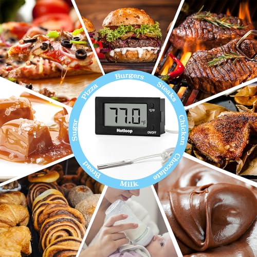 Digital Oven Thermometer with Probe Grill Meat Thermometer up to 572°F/300°C, Oven Thermometer Roasting for Barbecue Accessories for Kitchen, Roasting, Grill, Pizza-Black - color: Black