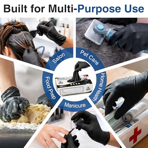 Schneider Nitrile Gloves, Gloves Disposable Latex Free, Powder Free | Black / Blue, 4-Mil, Medical Exam Glove, Food Safe Gloves, Cooking Gloves, Cleaning Gloves - color: Black, size: Small