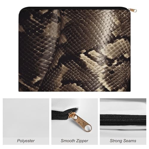 Snake Skin Makeup Bag for Women, Cosmetic Bag Portable with Zipper, Travel Toiletry Bag for Cosmetics Makeup Brushes