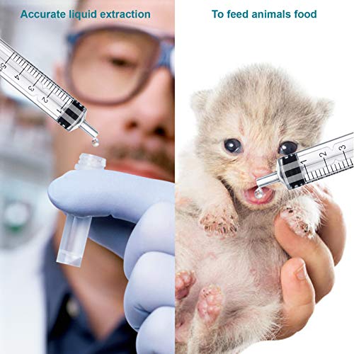60Pack 5ml Syringe Without Needle - 5 ml Small Plastic Syringes Sterile Individually Packed with Cap for Lab Medicine Student Measuring Liquid and Pet Dog Cat Baby Feeding Oral Colostrum ( 5cc /ml )