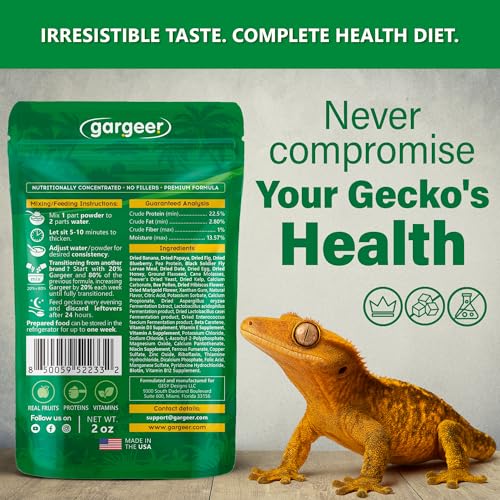 Gargeer 2oz Picky Geck Rainforest Mist - Crested Gecko Food. Made in USA | Pure canopy wellness! Antioxidant blueberry & fig blend packed with BSFL protein & probiotics. No rice bran or milk protein - size: 2 Ounce (Pack of 1)