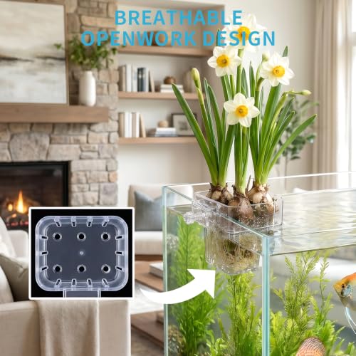 Aquarium Plant Holder, 4 Pack, Top Hanging for Fish Tank | Planter Basket Pots, For Aquatic Plants