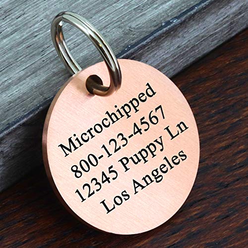 Stainless Steel Pet ID Tag Dog Name Tags Personalized Front and Back Engraving, Customized Dog Tags and Cat Tag, Optional Engraved on Both Sides, Round Mountain on Top, Rose Small - color: Rose-round-mountain1, size: Small