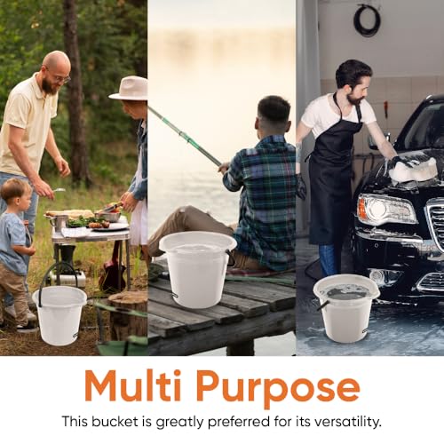Superio 2.75 Gallon Plastic Cleaning Bucket with Large Spout, Utility Pail for Mopping, Car Wash, Fishing, Camping & Household Use, Light Grey, 1 Pack - color: Light Grey, size: 1 Pack