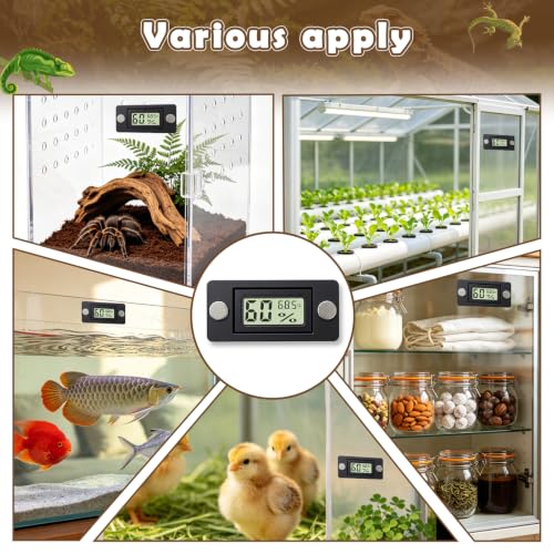 Reptile Temperature and Humidity Monitor, 2PCS Magnetic Thermometer Hygrometer,Bearded Dragon Tank Accessories,Pet Humidity Meter Supplies for Jumping Spider
