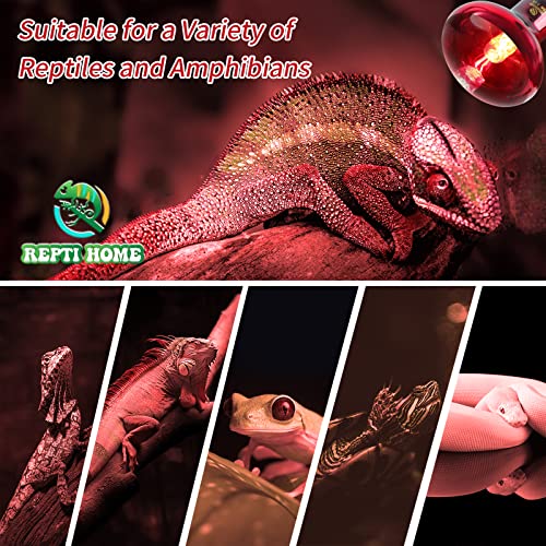 Reptile Heat Lamp Bulbs, Infrared 75W Reptiles & Amphibians Basking Spot Lamp Bulb-2 PCS, Red Heat Emitter Light for Chickens Coop - color: Red(75*2)