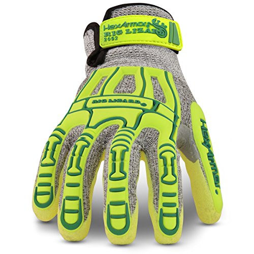 HexArmor Cut-Resistant Impact Protection Nitrile Palm Work Gloves | Rig Lizard® Series 2092 | X-Small - color: Rig Lizard 2092 | Hi-vis & Dexterity, size: X-Small (Pack of 1)