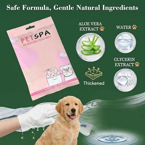 Pet Glove Wipes for Dogs and Cats, Extra Thick Dog Wipes Cleaning Deodorizing, Rinse Free Cleaning Gloves Dog Washing Gloves, Cat Gloves for Grooming for Pet Dry Cleaning, Daily Care and Travel 6 Pcs - size: 6 pcs