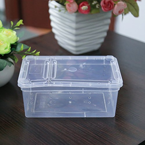 Breeding Box 5pcs, Petforu Worm Dish Reptile Feeding Box Food Container Small Size (Transparent White S)