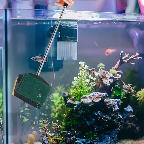 MiOYOOW Fish Tank Algae Scraper, Double Sided Aquarium Cleaning Tool with Long Handle, Reusable Water Tank Scrubber for Glass Acrylic Plastic Tanks - color: 38*7.5cm/14.96*2.95"
