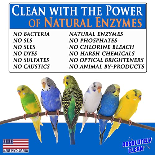Absolutely Clean Amazing Bird Cage Cleaner and Deodorizer - Just Spray/Wipe - Safely & Easily Removes Bird Messes Quickly and Easily - Made in the US - Fragrance Free (32oz 2pack) - style: 32 Fl Oz (Pack of 2)