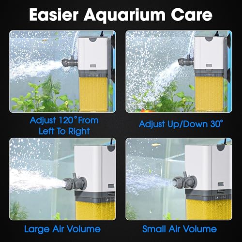 Aquarium Filter 10W for 10-40 Gallon, Internal System with Quiet 700L/h Pump, Submersible Aquarium Filter for Turtles, 10 Gallon Fish Tank Filter, Filtro para Pecera, Clean Water Setup