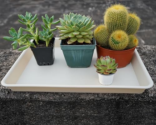 VUWEZ Rectangle Plant Tray, Plant Drip Tray, Plant Pot Saucers, Plant Germination Trays, Plant Saucers, 14.5'' x 11'' x 1.5'' (2 pack), Beige - color: Beige, size: 14.5'' x 11'' x 1.5'' (2 pack)
