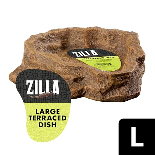 Zilla Terraced Dish, Reptile Feeding Dish, Stable and Spill-Resistant, Ideal for Geckos, Skinks, Snakes and Lizards, Large - size: Large