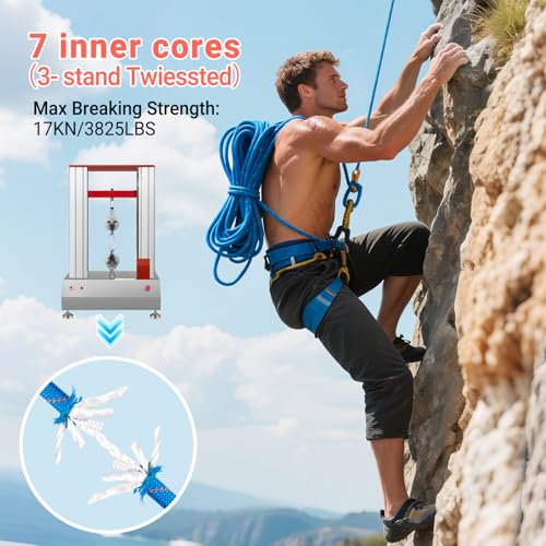 10mm/12.7mm Arborist Rope,3825lbs-9000lbs Double Braided Arborist Bull Rope for Tree Rigging & Pulling,Heavy Duty Rope for Tree Work,Rappelling, Swing Sailing Hiking Camping - color: Blue, size: 32FT