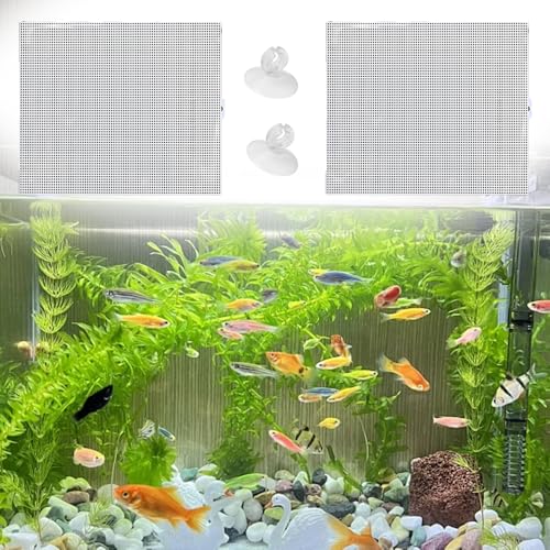 2Pcs Fish Tank Divider, Plastic Cuttable Grid Plate, Aquarium Dividers with 12Pcs Suction Cups, Clear Fish Separator DIY Designed Easy to Bent, 13 x 10 Inch