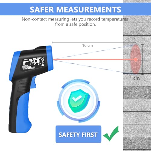 HOLDPEAK 981C Digital Laser Infrared Thermometer Non Contact, IR Heat Temperature Gun Instant-Read -58 to 1022℉ (-50 to 550℃) for Cooking, Grill, Pizza Oven, Griddle, Engine, HVAC, Not for Human
