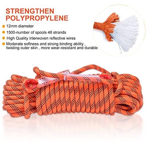 Climbing Rope, Rappelling Rope - color: Orange, size: 165FT