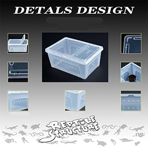 Hypeety Reptile Breeding Box Clear Plastic Enclosure Terrarium for Reptiles | With ventilated lid, portable transport container, pet feeding/hatching, for lizard/turtle/spiders/geckos/frog, 7.4x4.1x2.9''