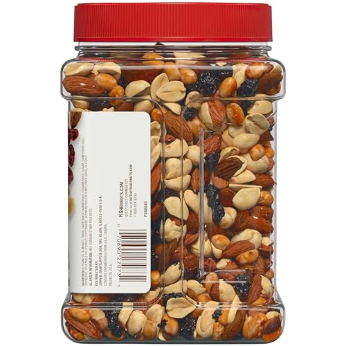 Fisher Snack Hunger Fighter Bulk Trail Mix, 38 oz (Pack of 2), Peanuts, Almonds, Dried Sweetened Cranberries and Soy Nuts, Snacks for Adults and Kids, Dried Fruit, Healthy Snacks for Adults - size: 38 Ounce (Pack of 2)
